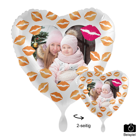 1 Ballon mit Foto - Hugs & Kisses