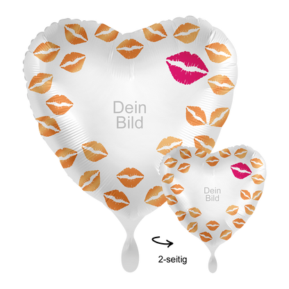 1 Ballon mit Foto - Hugs & Kisses