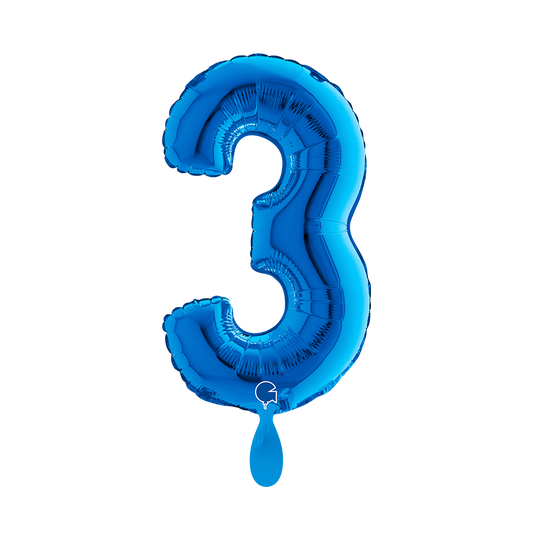 1 Balloon XS - Number 3 - Blue