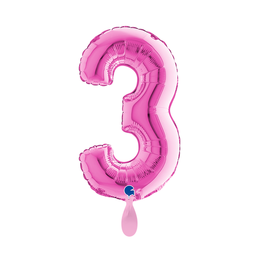 1 Balloon XS - Number 3 - Fuxia