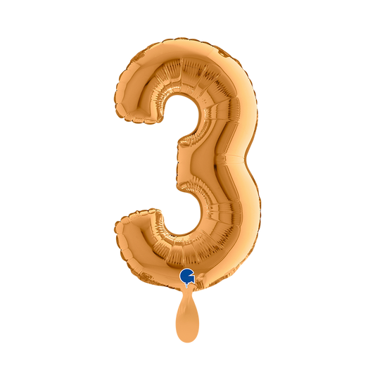 1 Balloon XS - Number 3 - Gold