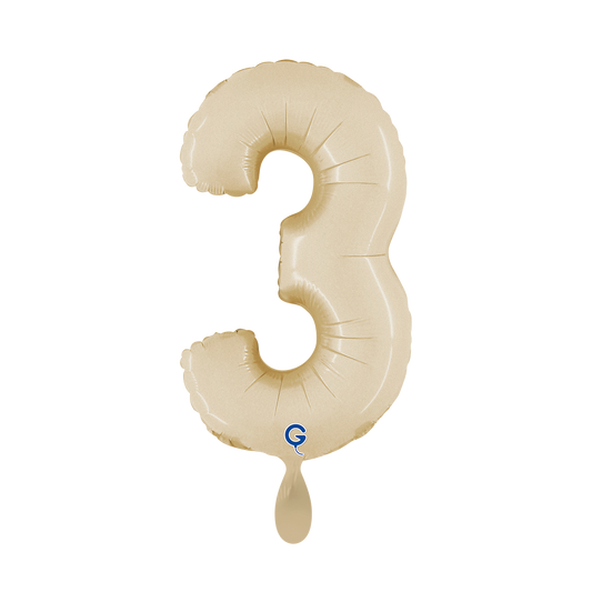 1 Balloon XS - Number 3 - Satin Cream