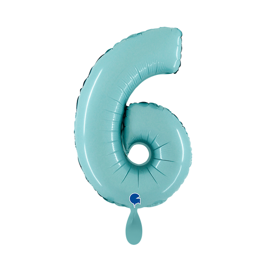 1 Balloon XS - Number 6 - Pastel Blue