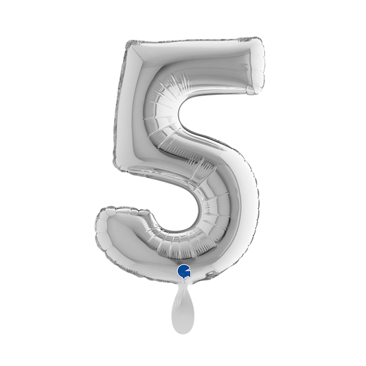 1 Balloon XS - Number 5 - Silver