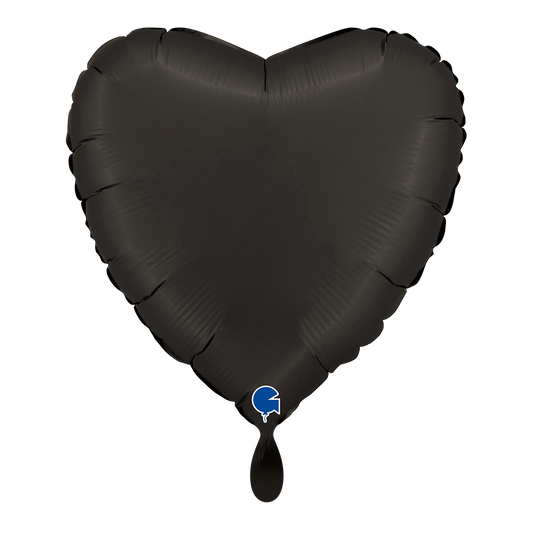 1 Balloon - Heart - Satin Fumé Black