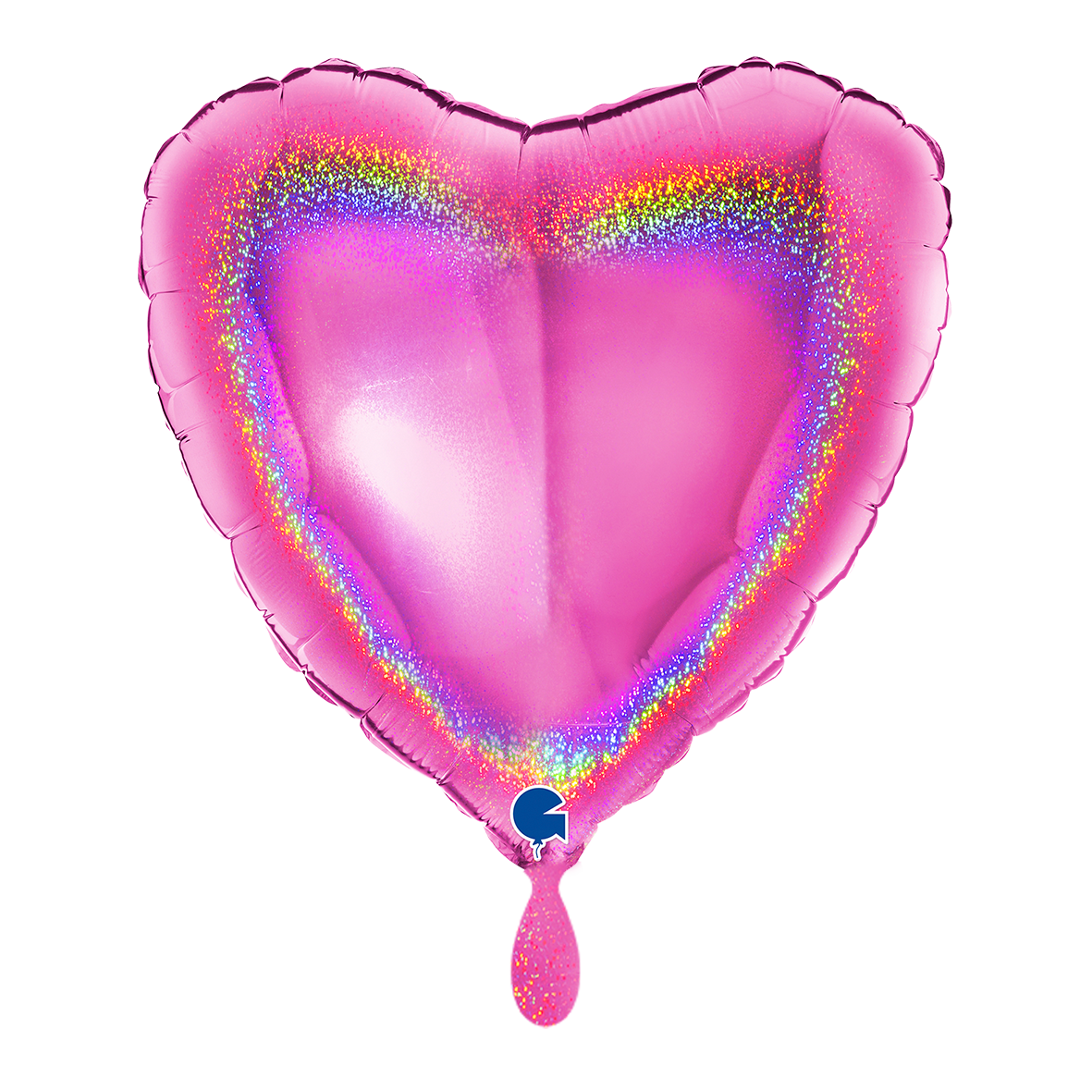 1 Balloon - Heart - Glitter Holographic Fuxia