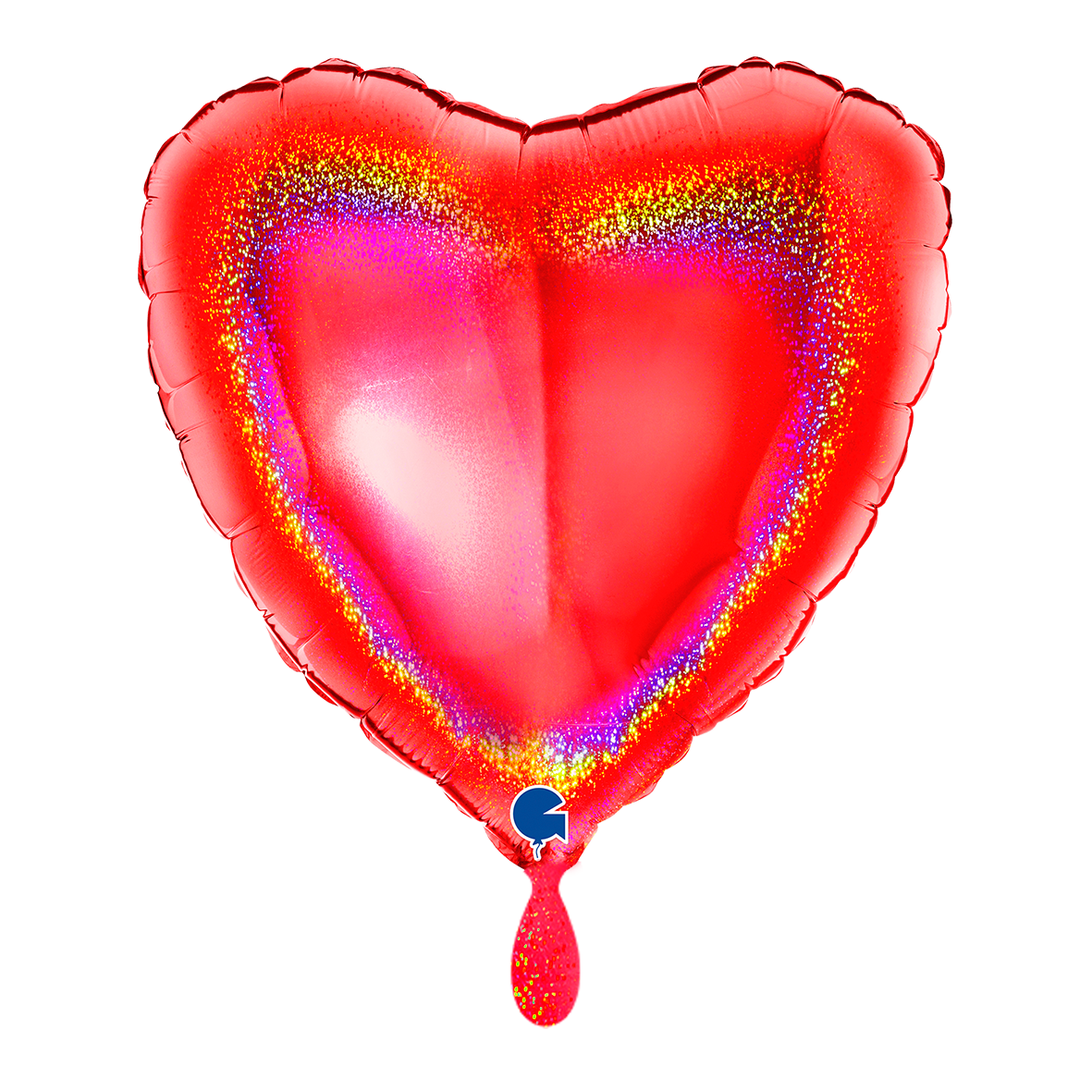1 Balloon - Heart - Glitter Holographic Red