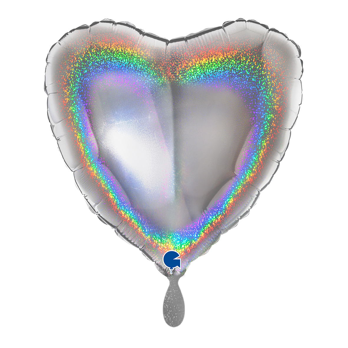1 Balloon - Heart - Glitter Holographic Silver