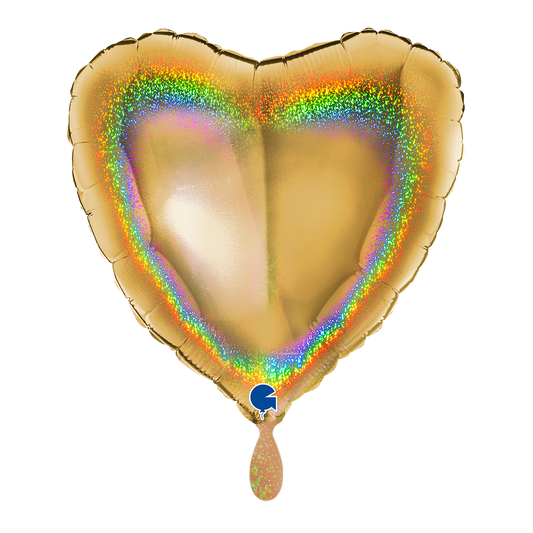 1 Balloon - Heart - Glitter Holographic Gold