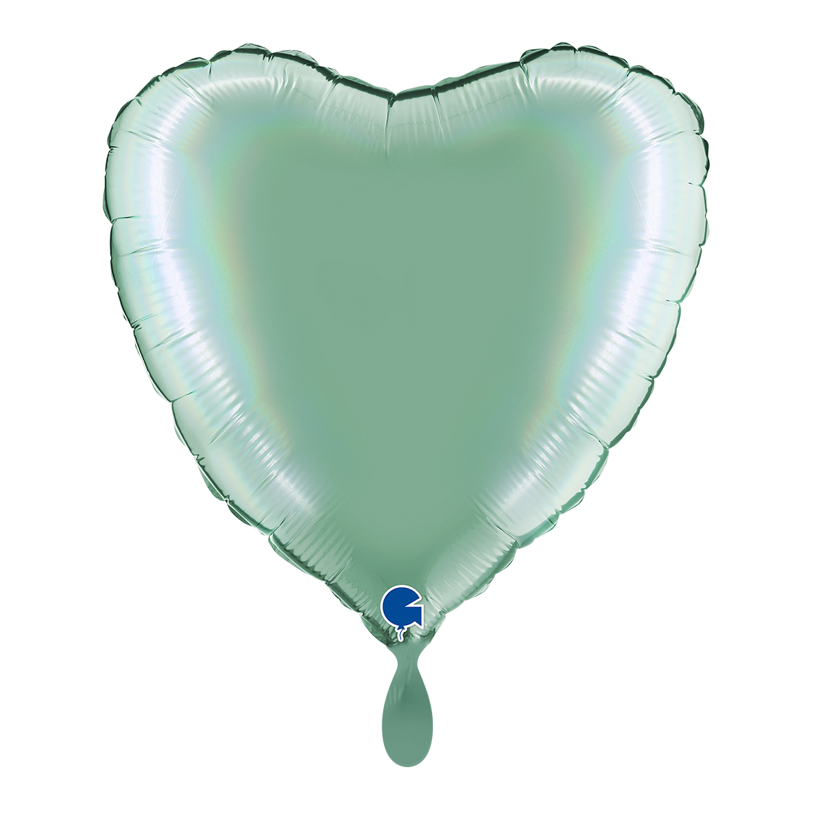 1 Balloon - Heart - Rainbow Holographic Platinum Tiffany