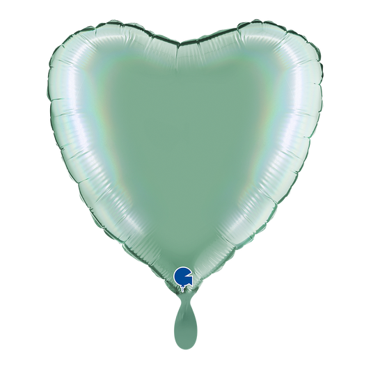 1 Balloon - Heart - Rainbow Holographic Platinum Tiffany