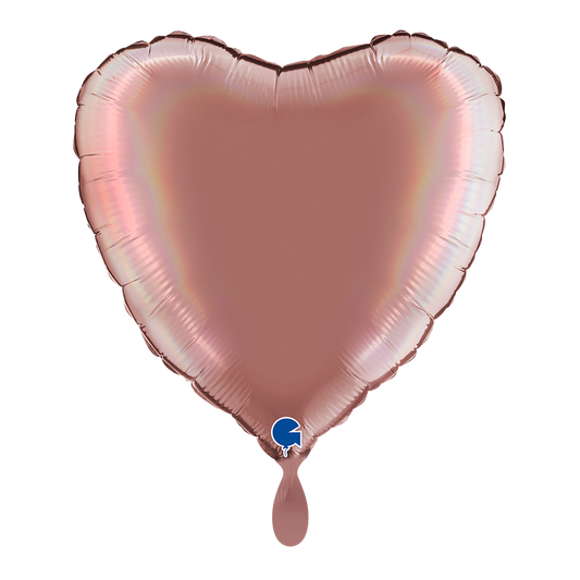 1 Balloon - Heart - Rainbow Holographic Platinum Rosè