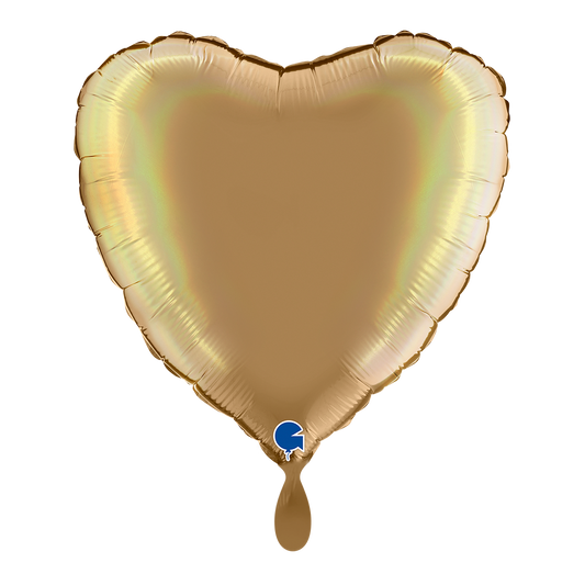 1 Balloon - Heart - Rainbow Holographic Platinum Champagne
