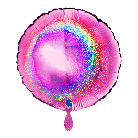 1 Balloon - Round - Glitter Holographic Fuxia