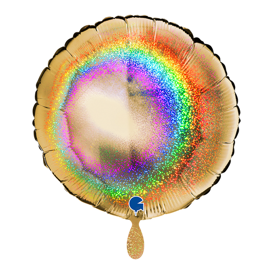 1 Balloon - Round - Glitter Holographic Gold