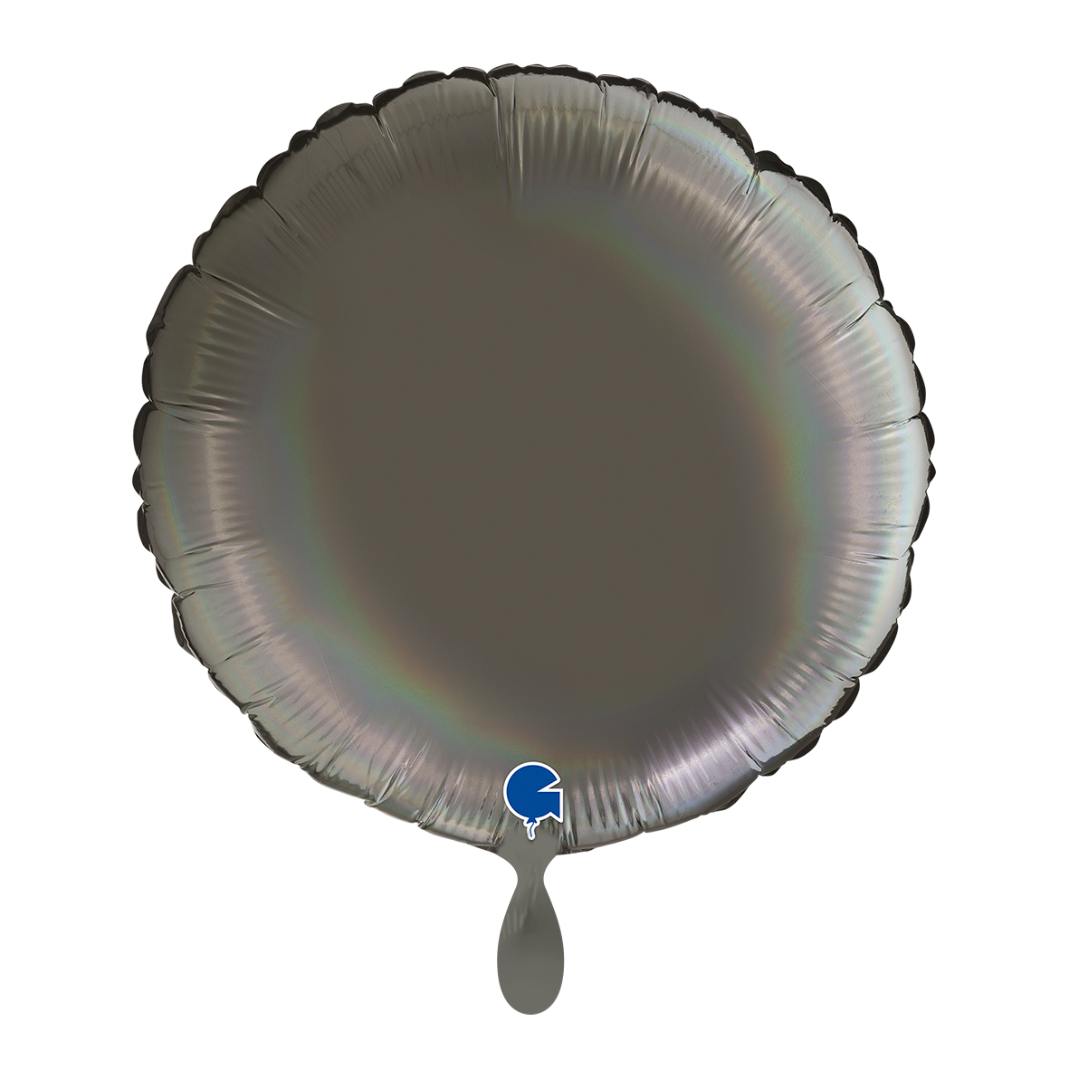1 Balloon - Round - Rainbow Holographic Platinum Grey