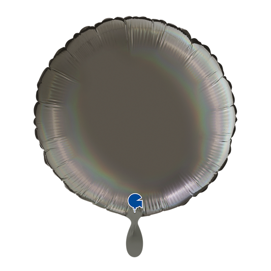 1 Balloon - Round - Rainbow Holographic Platinum Grey