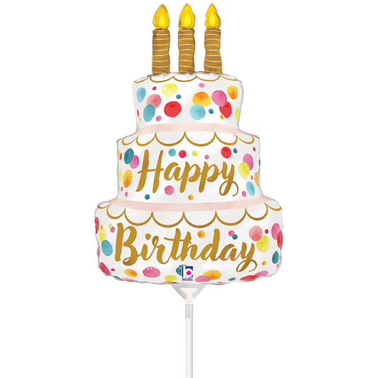 10 Miniballoons Airfilled - Satin Birthday Pink Cake (Unverpackt)