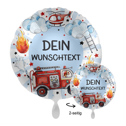 1 Ballon mit Text - Happy Fire Engine