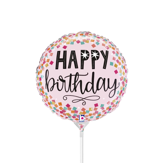 10 Miniballoons Airfilled - Pink Confetti Birthday (Unverpackt)