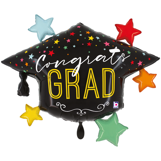 1 Balloon XXL - Colorful Stars Grad Hat