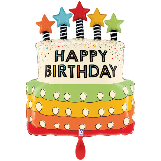 1 Balloon XXL - Candles Stars BDay Cake