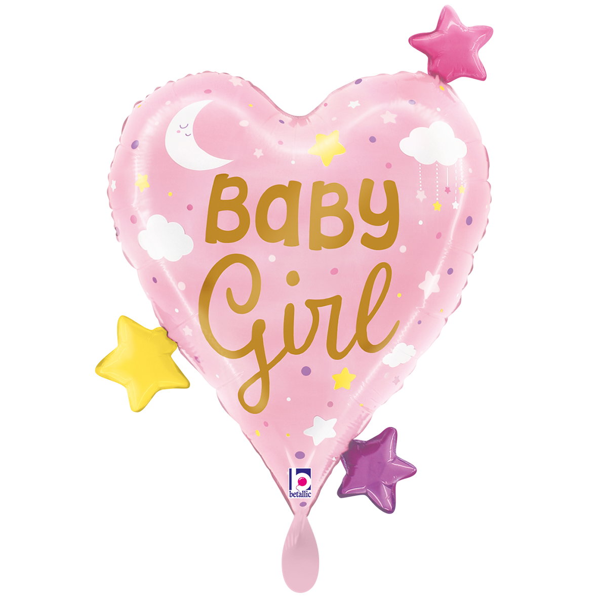 1 Balloon XXL - Baby Girl Heart Stars