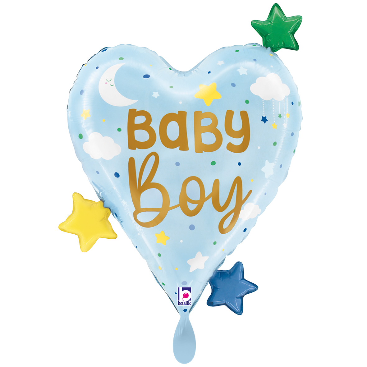 1 Balloon XXL - Baby Boy Heart Stars