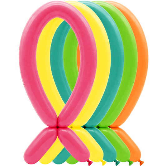 100 Modelling Balloons - 5x152cm -  Tropical Assortment