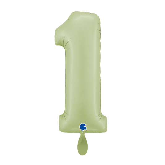 1 Balloon XL - Number 1 - Satin Olive Green