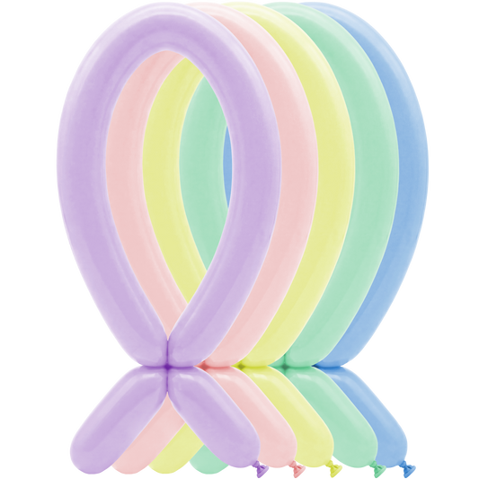 100 Modelling Balloons - 5x152cm -  Pastel Matte Assortment