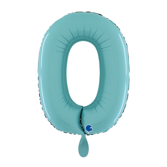 1 Balloon XL - Number 0 - Pastel Blue
