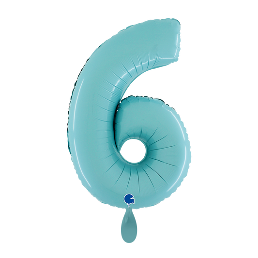 1 Balloon XL - Number 6 - Pastel Blue
