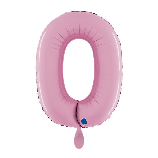 1 Balloon XL - Number 0 - Pastel Pink