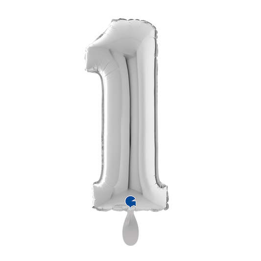 1 Balloon XL - Number 1 - Silver