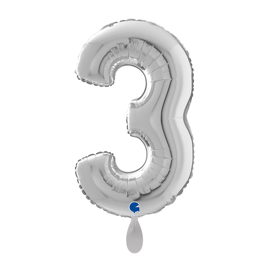 1 Balloon XL - Number 3 - Silver