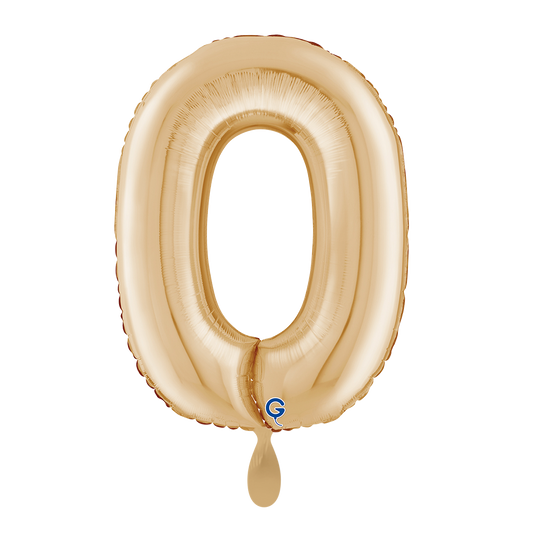 1 Balloon XL - Number 0 White Gold