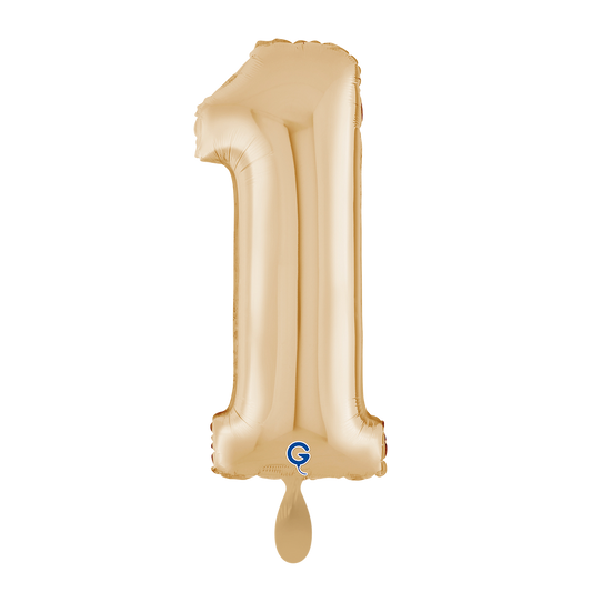 1 Balloon XL - Number 1 White Gold