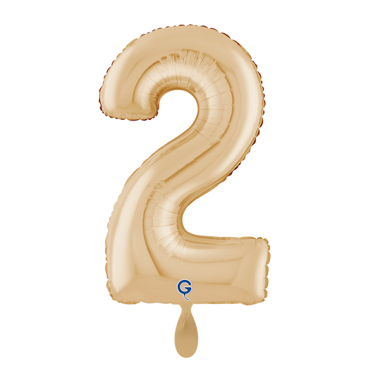 1 Balloon XL - Number 2 White Gold