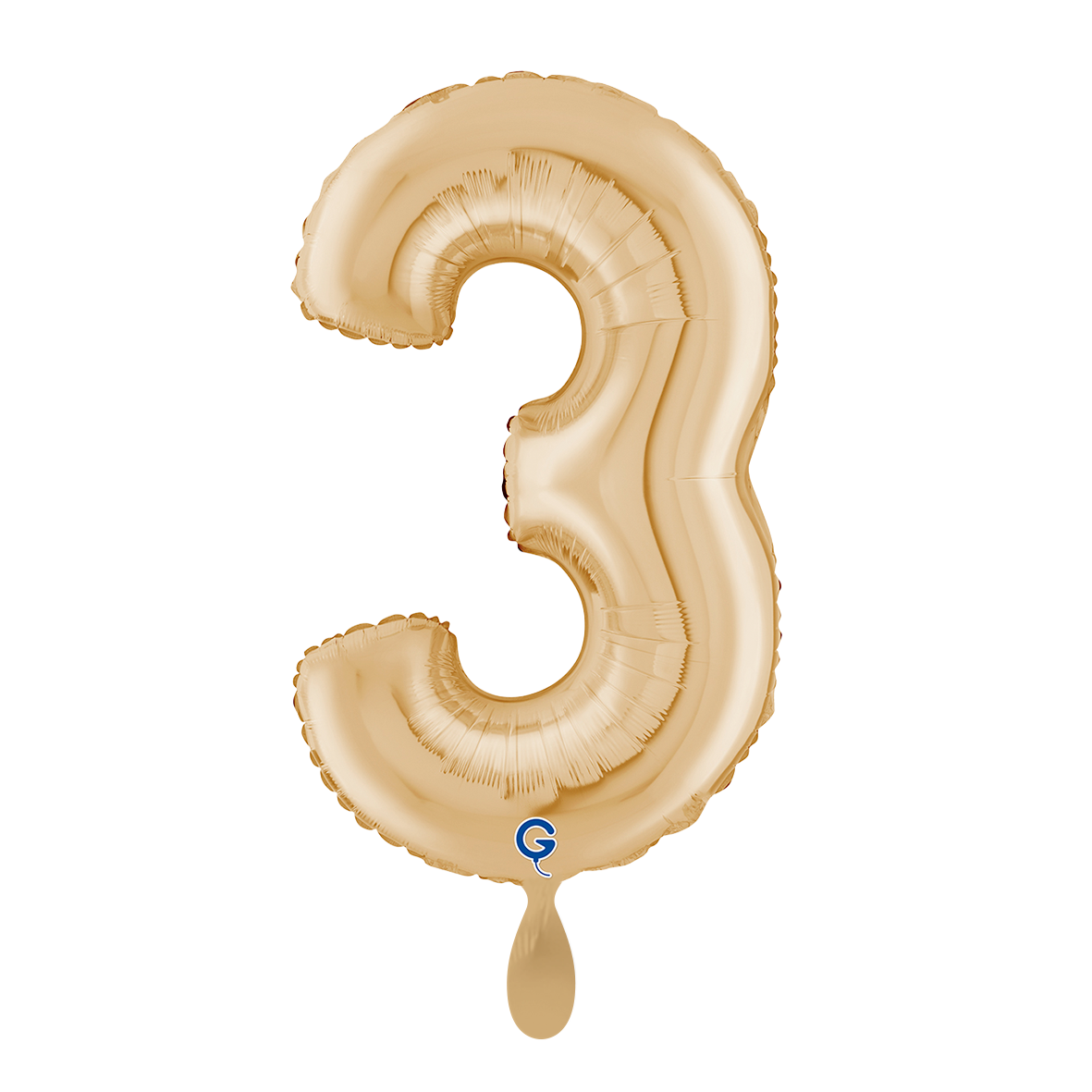 1 Balloon XL - Number 3 White Gold