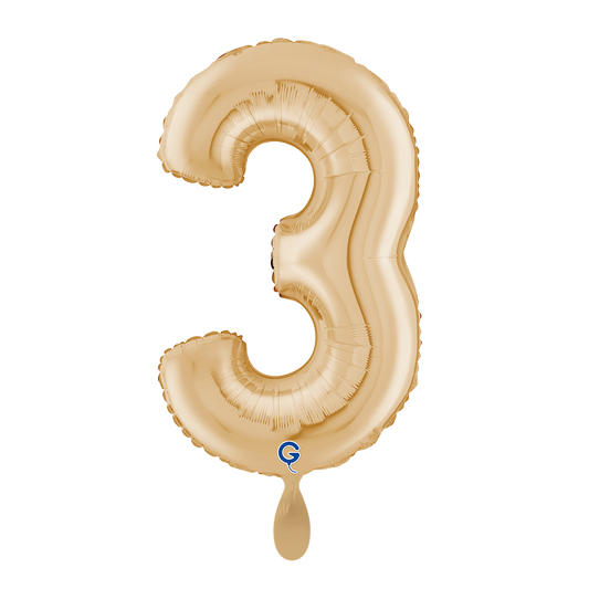 1 Balloon XL - Number 3 White Gold