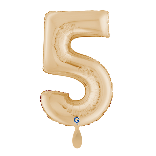 1 Balloon XL - Number 5 White Gold