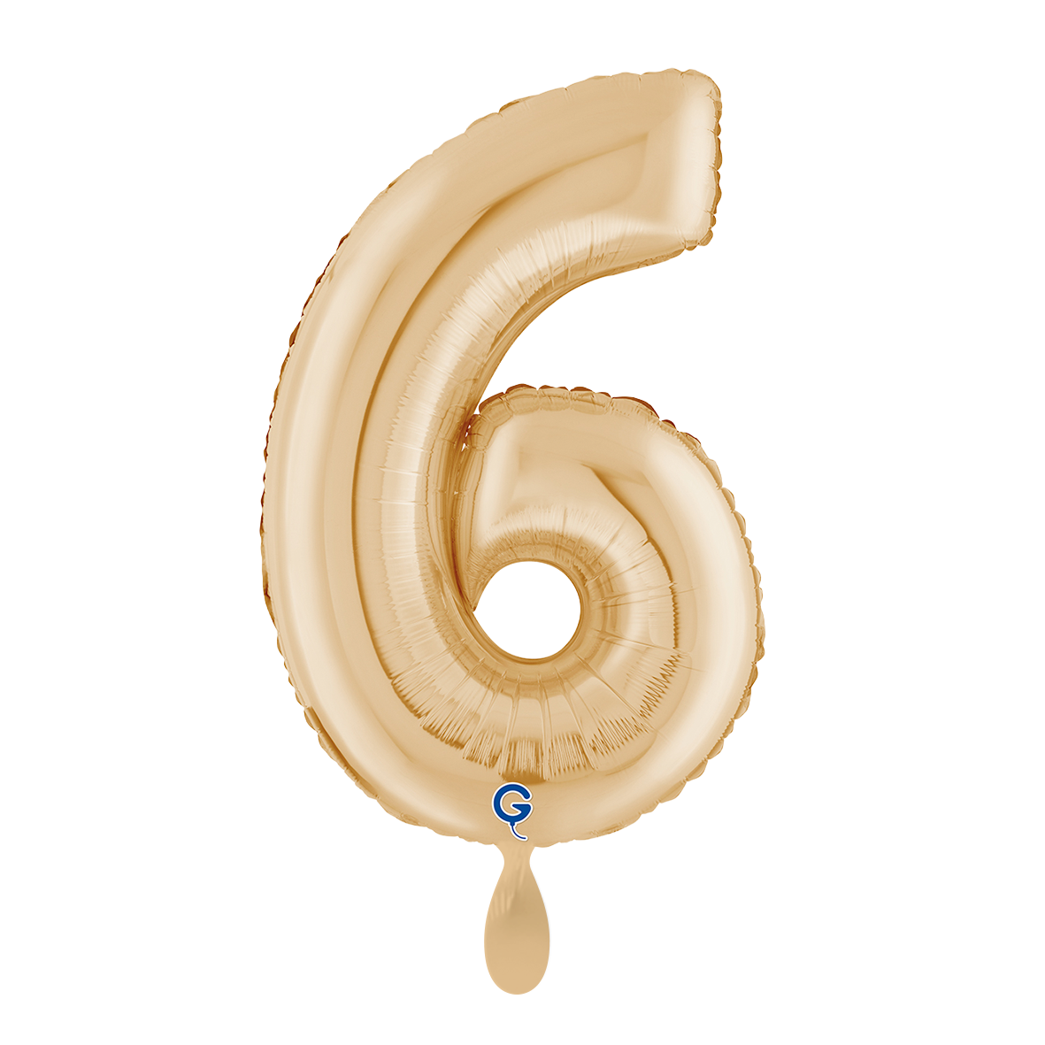 1 Balloon XL - Number 6 White Gold