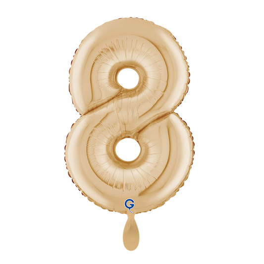 1 Balloon XL - Number 8 White Gold