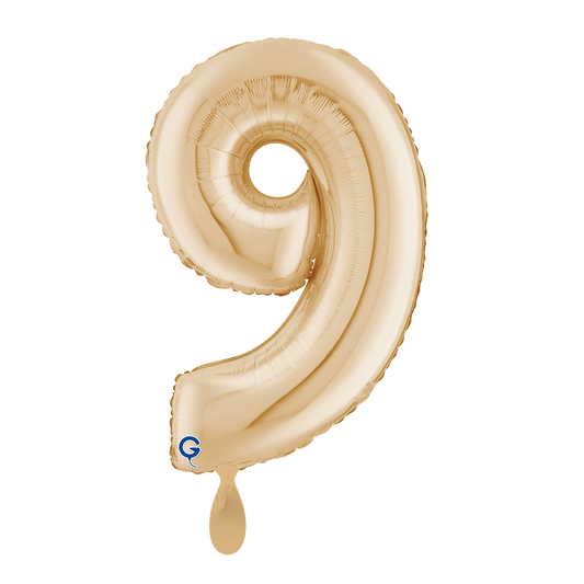 1 Balloon XL - Number 9 White Gold