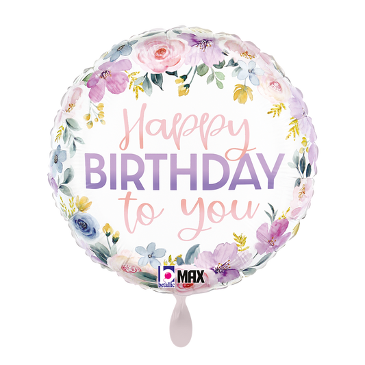 1 Balloon - Floral Watercolor Birthday