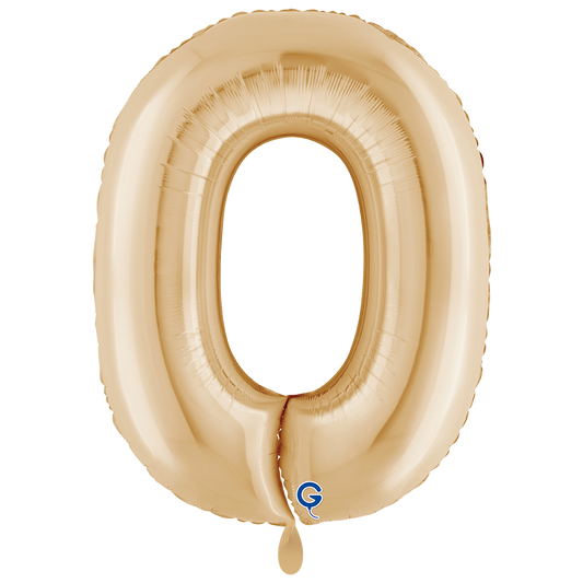 1 Balloon XXL - Number 0 White Gold