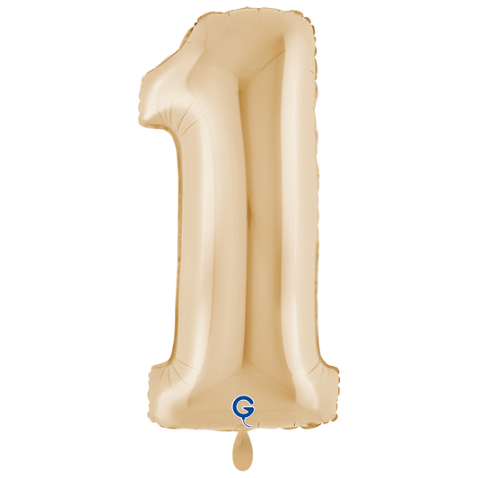 1 Balloon XXL - Number 1 White Gold