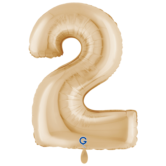 1 Balloon XXL - Number 2 White Gold