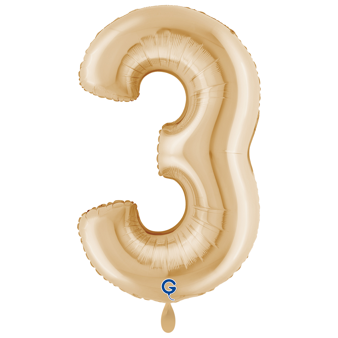 1 Balloon XXL - Number 3 White Gold